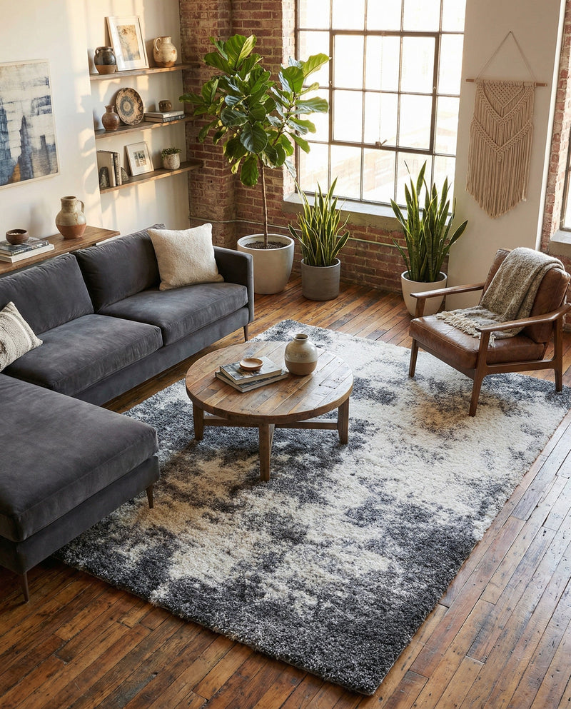 Cozy Haven Shag Collection Area Rug -  Tranquility (Smoke Gray) Rectangle Smoke Gray  lifestyle 21