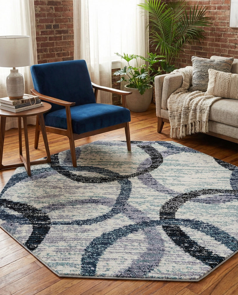 Santa Fe Trails Collection Area Rug -  Taos Octagon Ivory  lifestyle 54