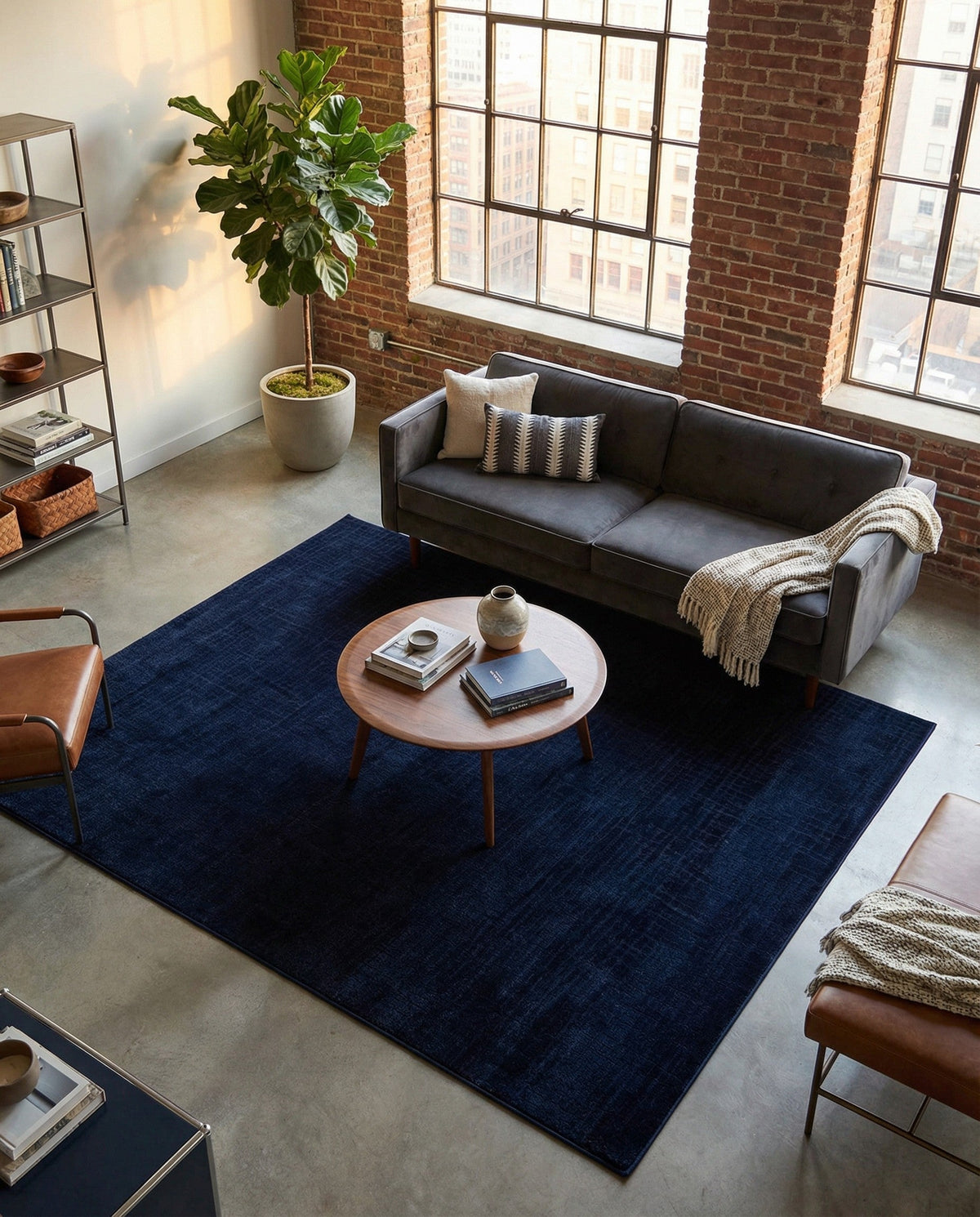 Haven Tapestry Collection Area Rug - WhisperingFalls Rectangle Inkwell Blue  lifestyle 47
