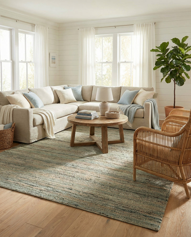 Coastal Haven Jute Collection Area Rug - Malibu Rectangle Seaglass Blue  lifestyle 11