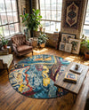 Autumnal Tapestry Collection Area Rug - Harvestville Round Multi  lifestyle 58
