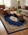 Tabriz Tapestry Collection Area Rug - Azerbaijan (Navy Blue) Rectangle Navy Blue  lifestyle 17
