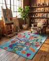 Colorburst Oasis Collection Area Rug -  Fresco Rectangle Aqua  lifestyle 11