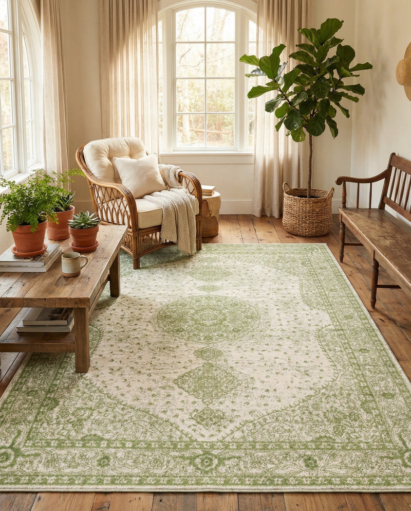 Dover Terrace Collection Area Rug - Marina (Green) Rectangle Green  lifestyle 9