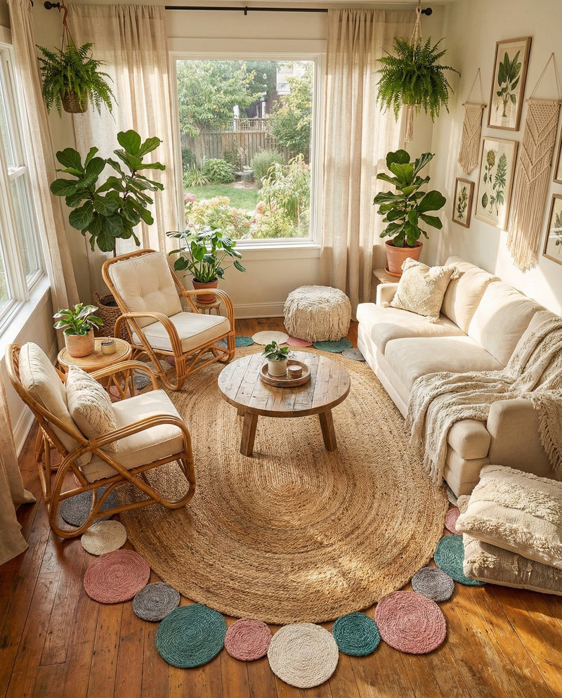 Woven Seaside Jute Collection Area Rug - Sienna Oval Multi  lifestyle 72