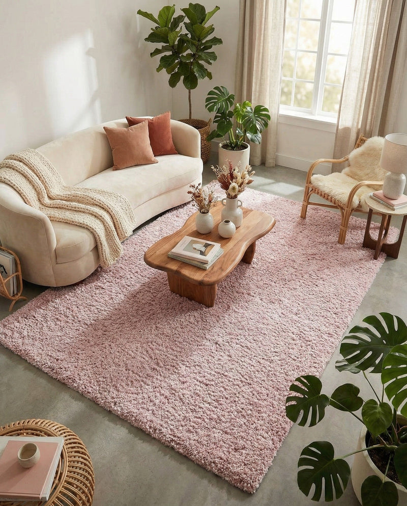 Cozy Comfort Shag Collection Area Rug - Haven (Pink) Rectangle Pink  lifestyle 17
