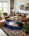 Tabriz Tapestry Collection Area Rug - Azerbaijan (Navy Blue) Rectangle Navy Blue  lifestyle 6