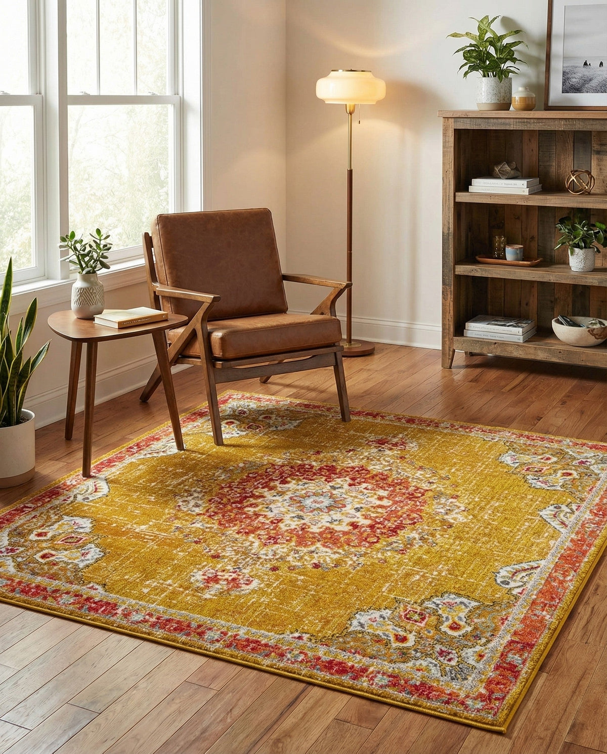 Brighton Terrace Collection Area Rug - Hove (Gold) Square Gold  lifestyle 91