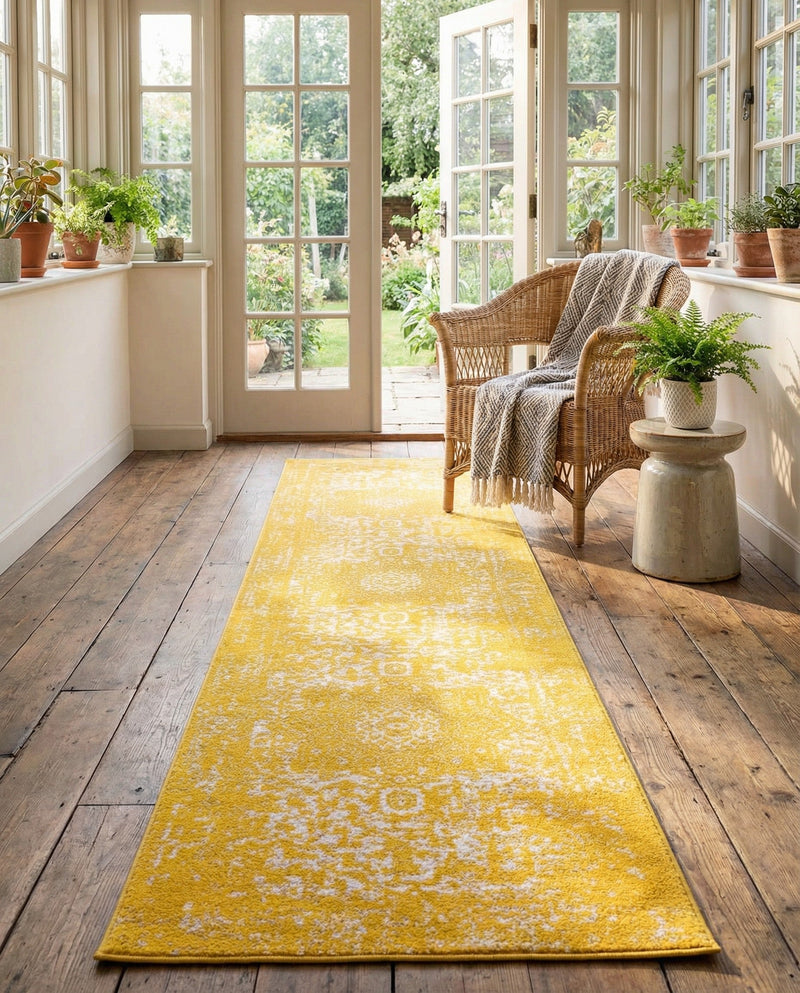 Georgetown Rugs Collection Area Rug - Dupont (Yellow) Runner Yellow  lifestyle 77