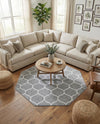 Trellis Mosaic Collection Area Rug -  Pergolatown (Light Gray) Octagon Light Gray  lifestyle 90