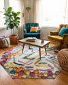 Colorburst Oasis Collection Area Rug -  Calypso Octagon Multi  lifestyle 68