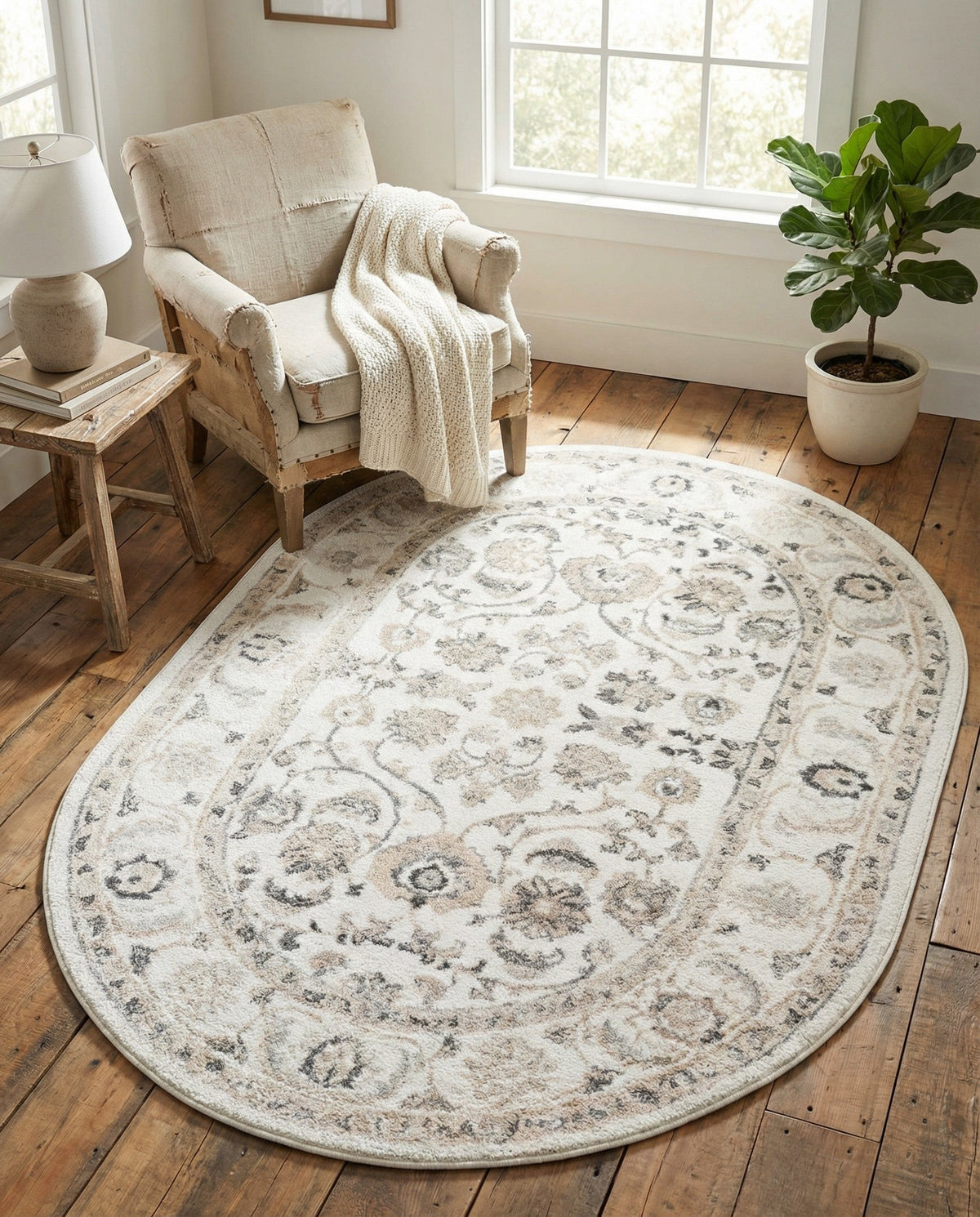 Adriana Terrace Collection Area Rug -  Positano (Ivory) Oval Ivory  lifestyle 18