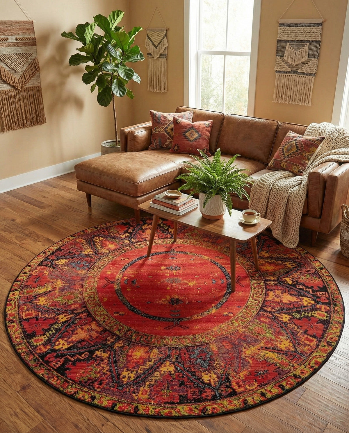 Safari Escape Rugs Collection Area Rug - Serengeti Round Multi  lifestyle 154