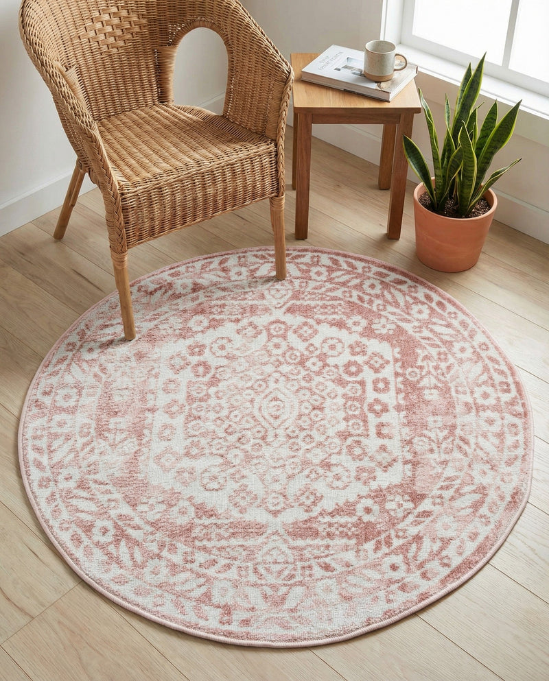 Cambridge Classics Collection Area Rug -  Pembroke (Pink) Round Pink  lifestyle 68