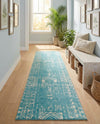 Brighton Stripes Collection Area Rug - Sussex (Light Blue) Runner Light Blue  lifestyle 74