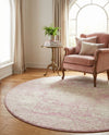 Dover Terrace Collection Area Rug -  Lagoon (Pink) Round Pink  lifestyle 45