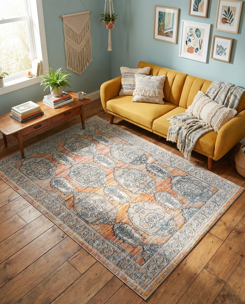 Seville Stripes Collection Area Rug -  Granada (Brick Red) Rectangle Brick Red  lifestyle 13