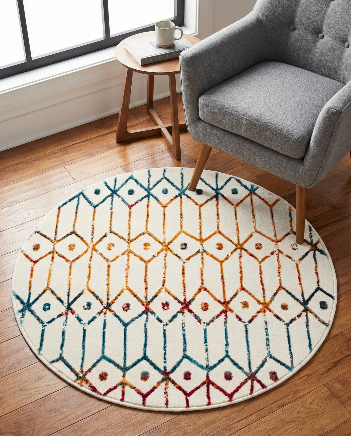 Garden Maze Retreat Collection Area Rug -  Mazeview Round Multi  lifestyle 69
