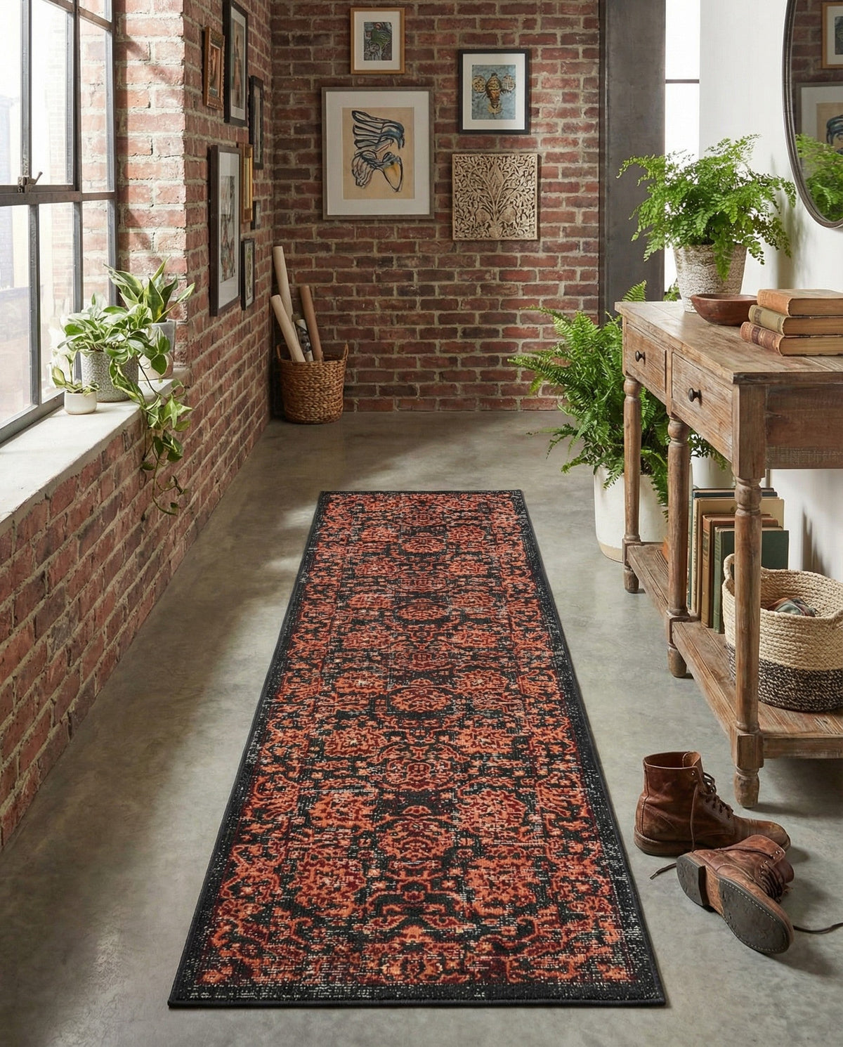 Geneva Terrace Collection Area Rug -  Lausanne Runner Black  lifestyle 189