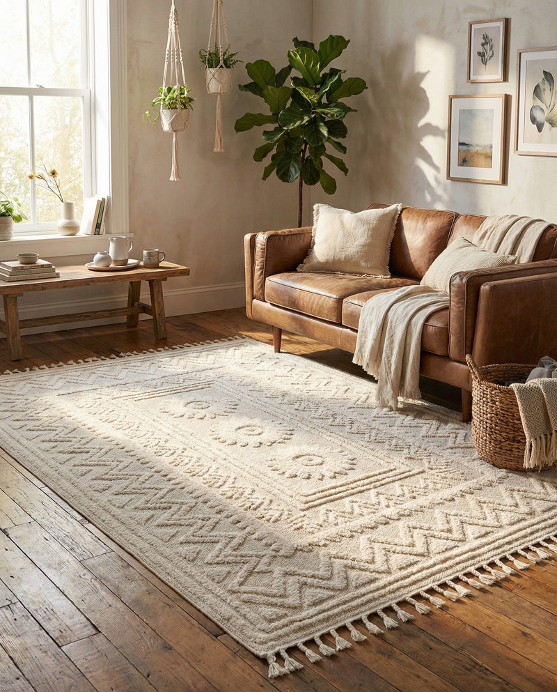 Sahara Chic Collection Area Rug -  Tangier Rectangle Ivory  lifestyle 59