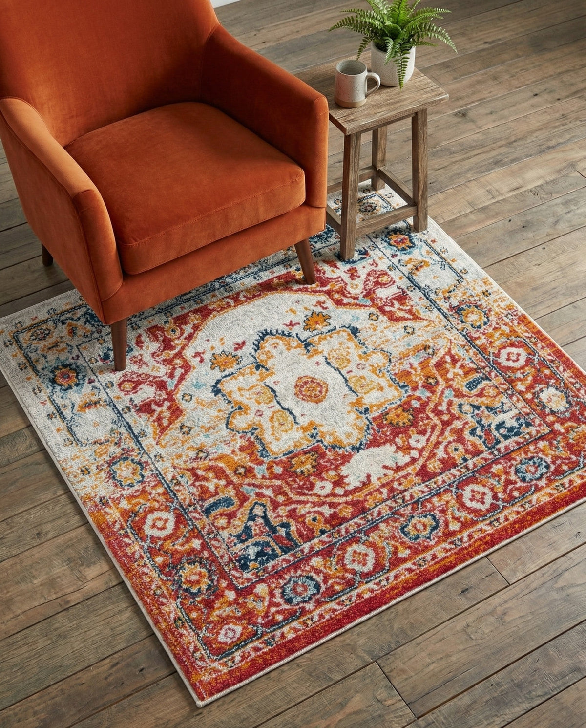 Parisian Elegance Collection Area Rug - Versailles (Rust Red) Square Rust Red  lifestyle 90