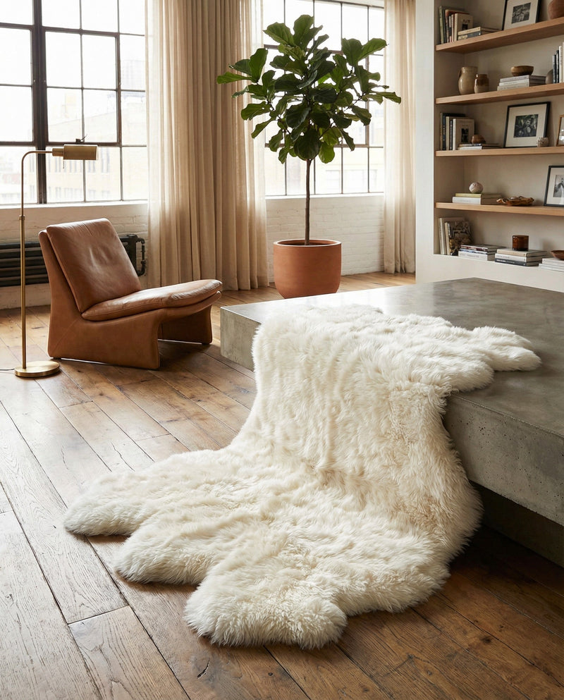 Arctic Lambskin Luxe Collection Area Rug - Tundra Rectangle White  lifestyle 31