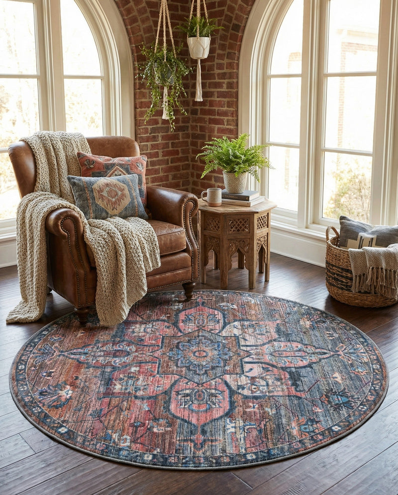 Vintage Memories Collection Area Rug -  Hindsight Round Multi  lifestyle 68