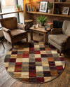 Bistro Lounge Collection Area Rug - Espresso Round Multi  lifestyle 45