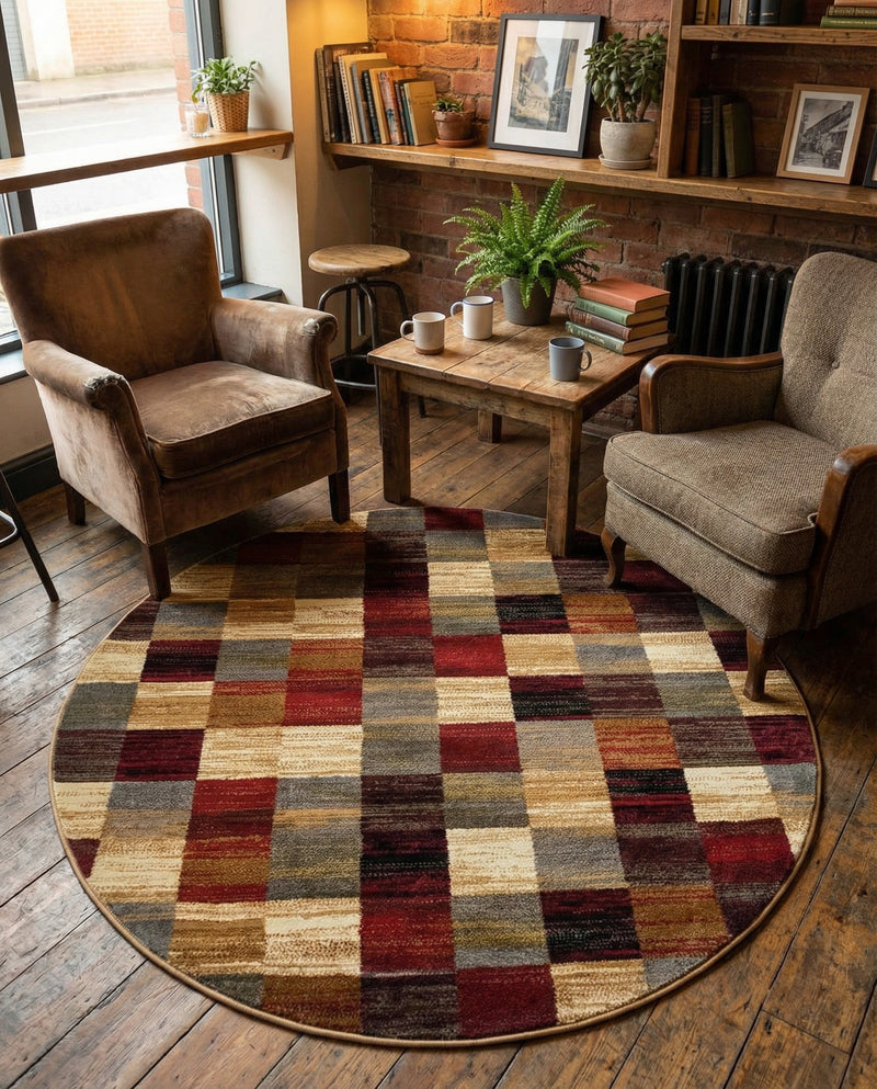 Bistro Lounge Collection Area Rug - Espresso Round Multi  lifestyle 45