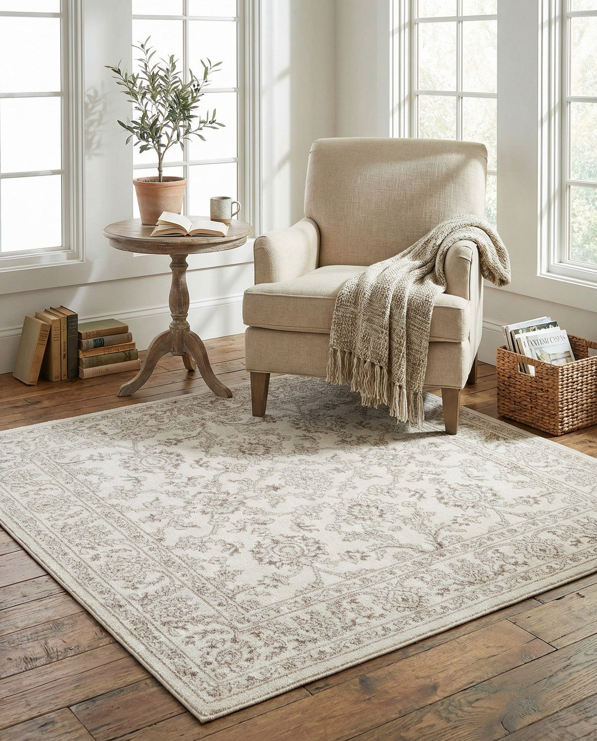 Savannah Elegance Collection Area Rug - Augusta (Ivory) Square Ivory  lifestyle 87