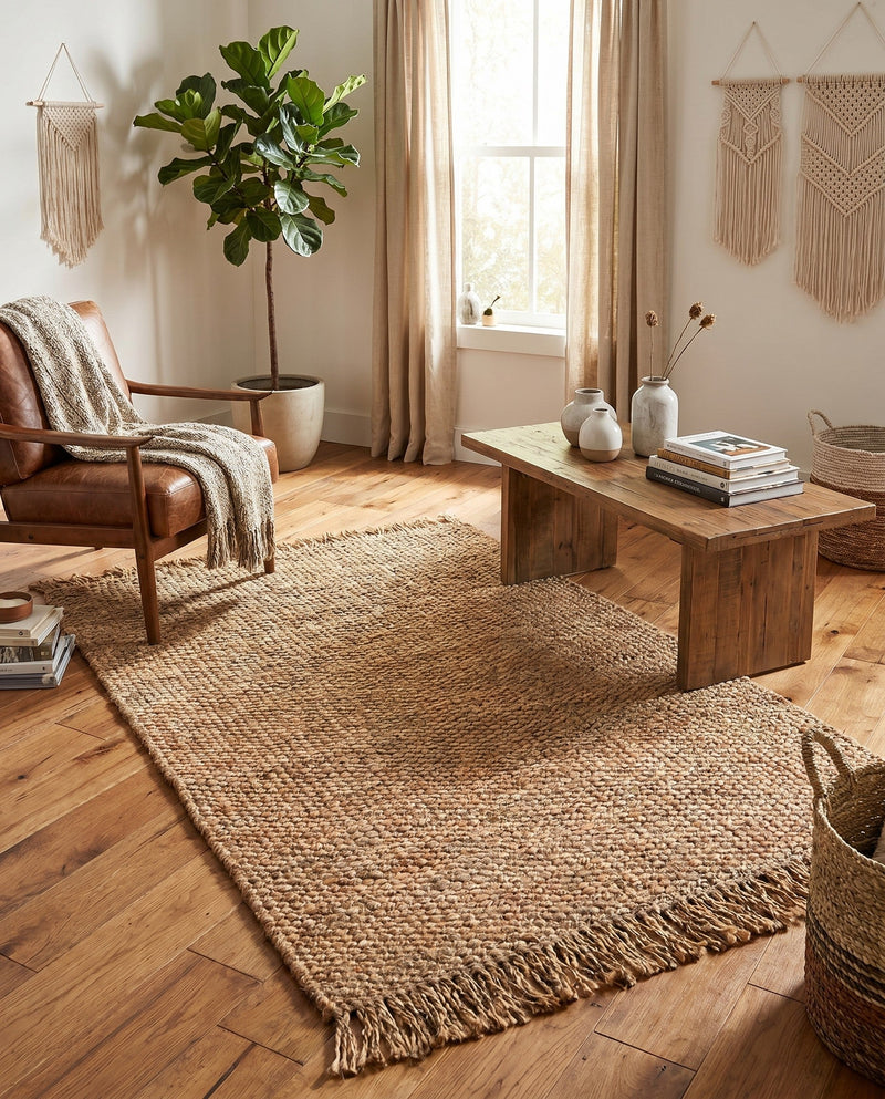 Savannah Jute Collection Area Rug - Seashore Rectangle Natural  lifestyle 42