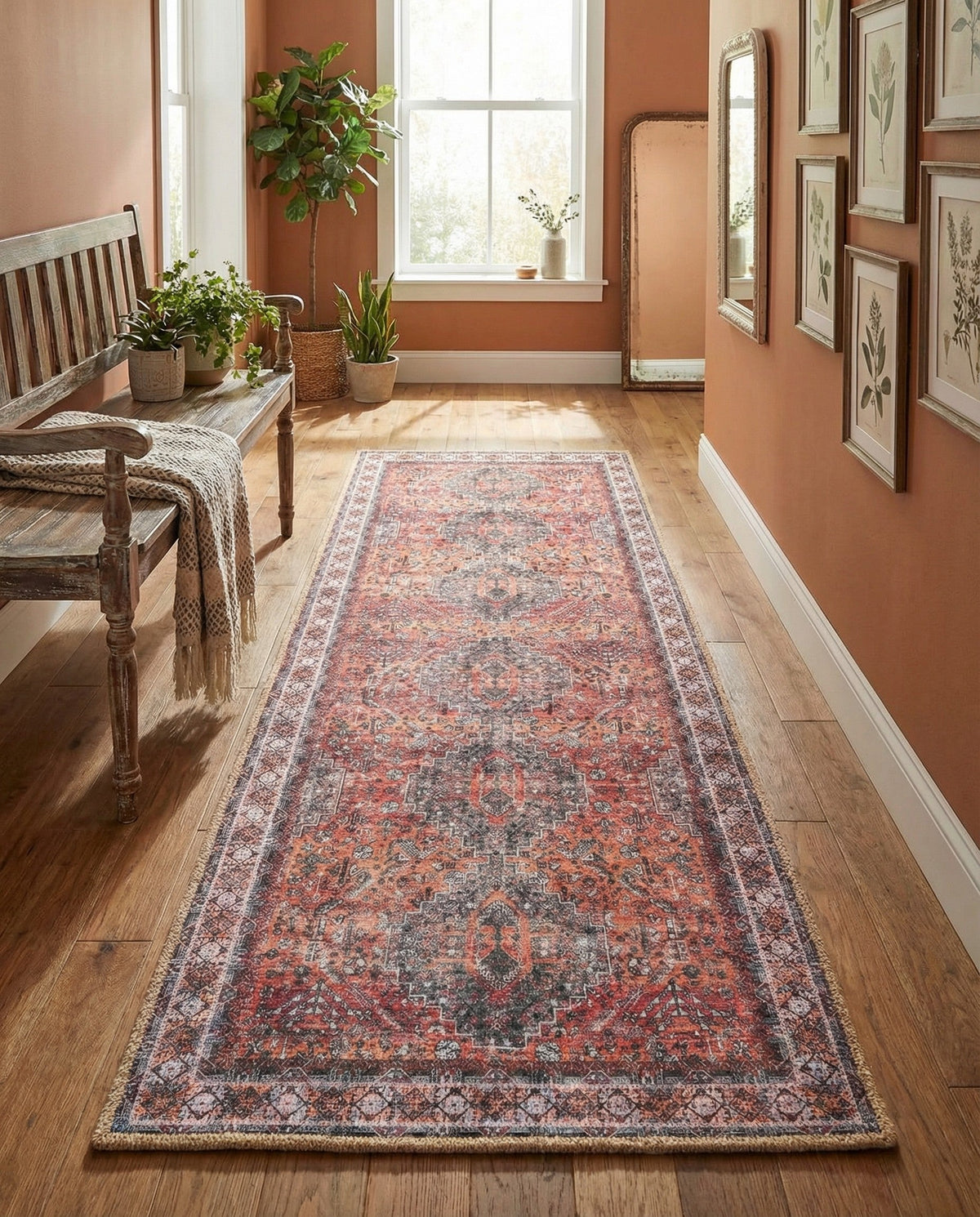 Heritage Elegance Collection Area Rug -  Uffizi Runner Rust Red  lifestyle 113