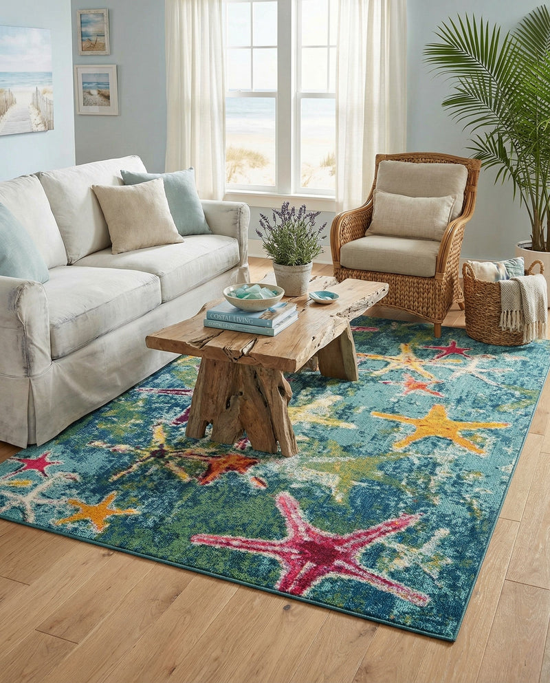 Sorrento Shores Collection Area Rug - Positano Rectangle Navy Blue  lifestyle 13
