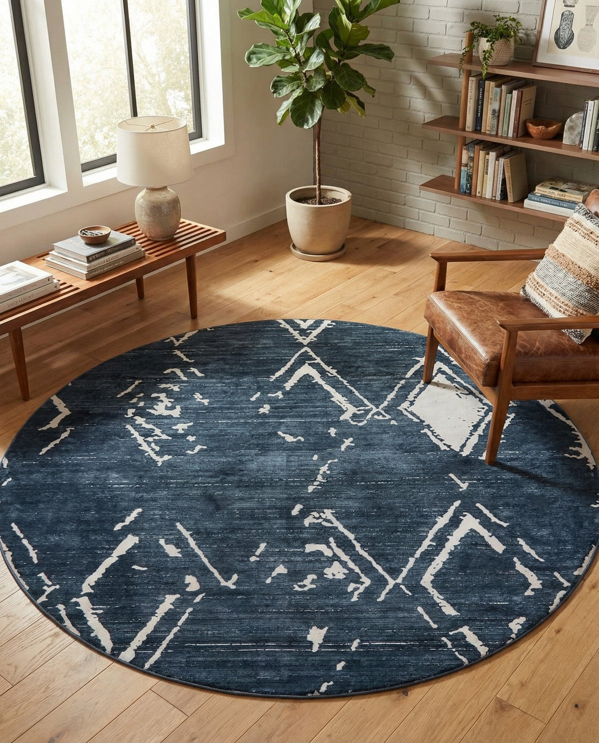Metro Heights Collection Area Rug -  Madison Round Navy Blue  lifestyle 118