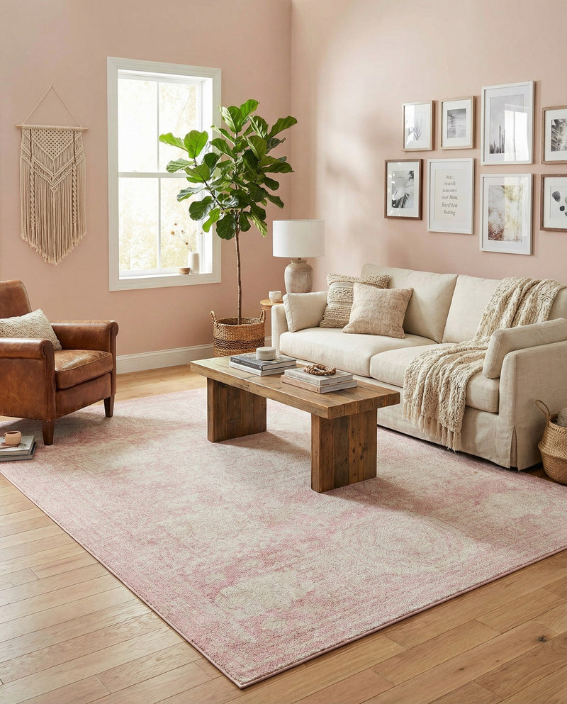 Dover Terrace Collection Area Rug -  Lagoon (Pink) Rectangle Pink  lifestyle 22