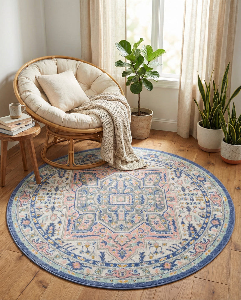 Savannah Series Collection Area Rug - Charleston (Multi) Round Multi  lifestyle 61