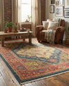 Persian Elegance Collection Area Rug -  Golestan Rectangle Navy Blue  lifestyle 12