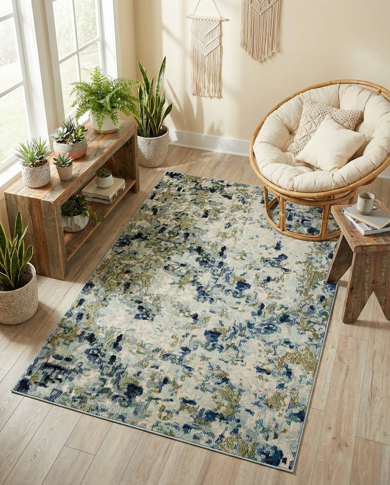 Chromatic Oasis Collection Area Rug -  Lagoon Rectangle Light Blue  lifestyle 41