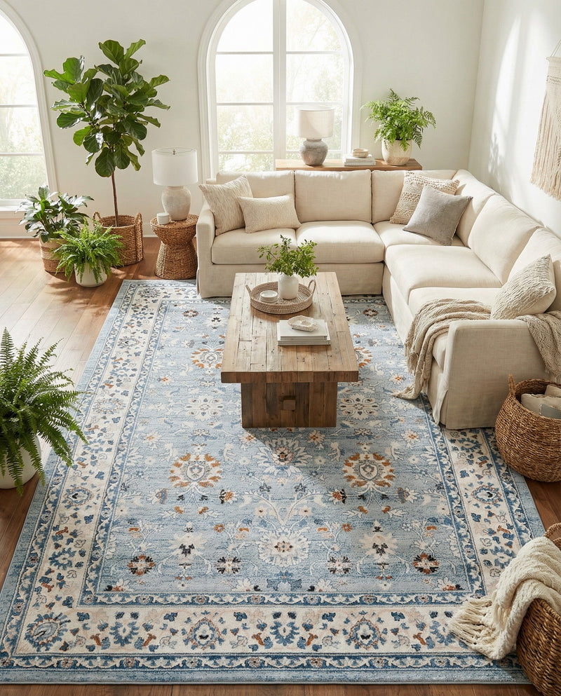 Savannah Elegance Collection Area Rug - Augusta (Aqua Blue) Rectangle Aqua Blue  lifestyle 19