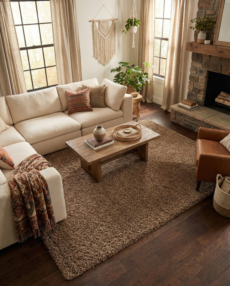 Plush Oasis Collection Area Rug - Serenity (Sandy Brown) Rectangle Sandy Brown  lifestyle 19