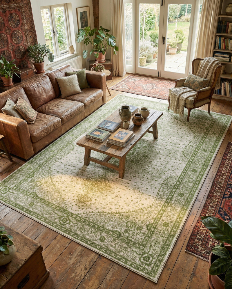 Dover Terrace Collection Area Rug - Marina (Green) Rectangle Green  lifestyle 5
