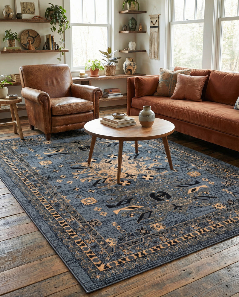 Tabriz Tapestries Collection Area Rug - Azerbaijan (Gray) Rectangle Gray  lifestyle 17