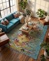 Venetian Tapestry Collection Area Rug -  SanMarco Rectangle Turquoise  lifestyle 37