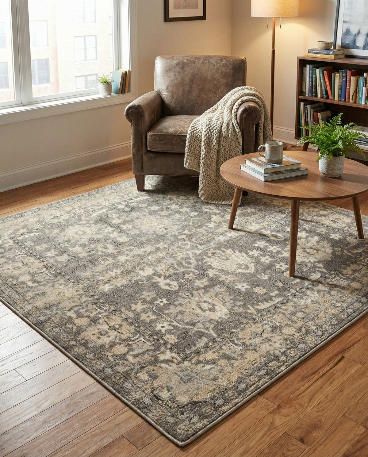 Cascade Range Collection Area Rug -  Shasta (Gray) Square Gray  lifestyle 118