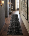 Riviera Elegance Collection Area Rug - Antibes (Black) Runner Black  lifestyle 58
