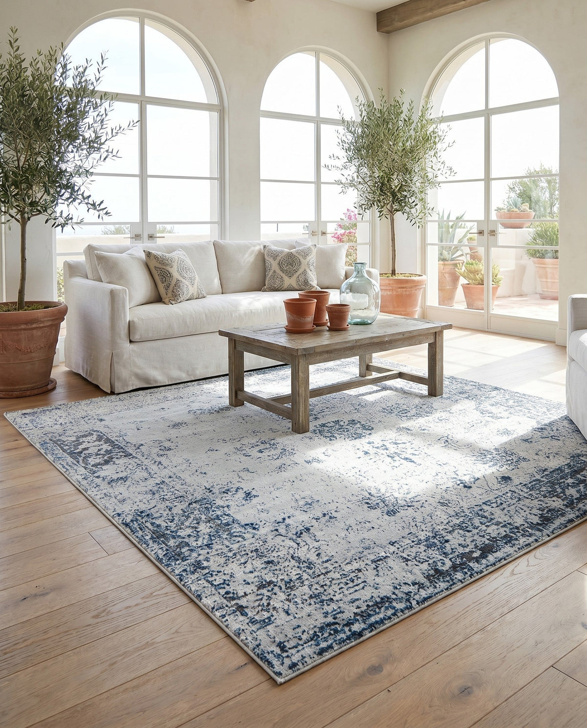 Riviera Elegance Collection Area Rug - Antibes (Light Blue) Square Light Blue  lifestyle 121