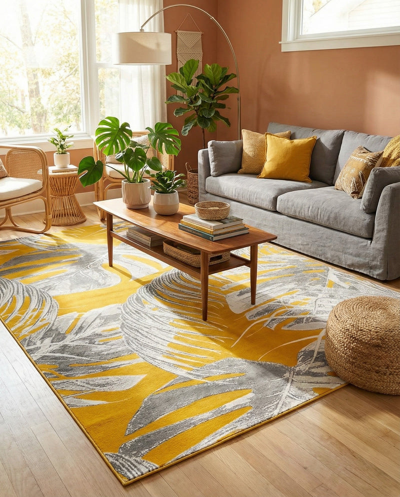 Meadow Breeze Collection Area Rug -  Clover Rectangle Yellow  lifestyle 21