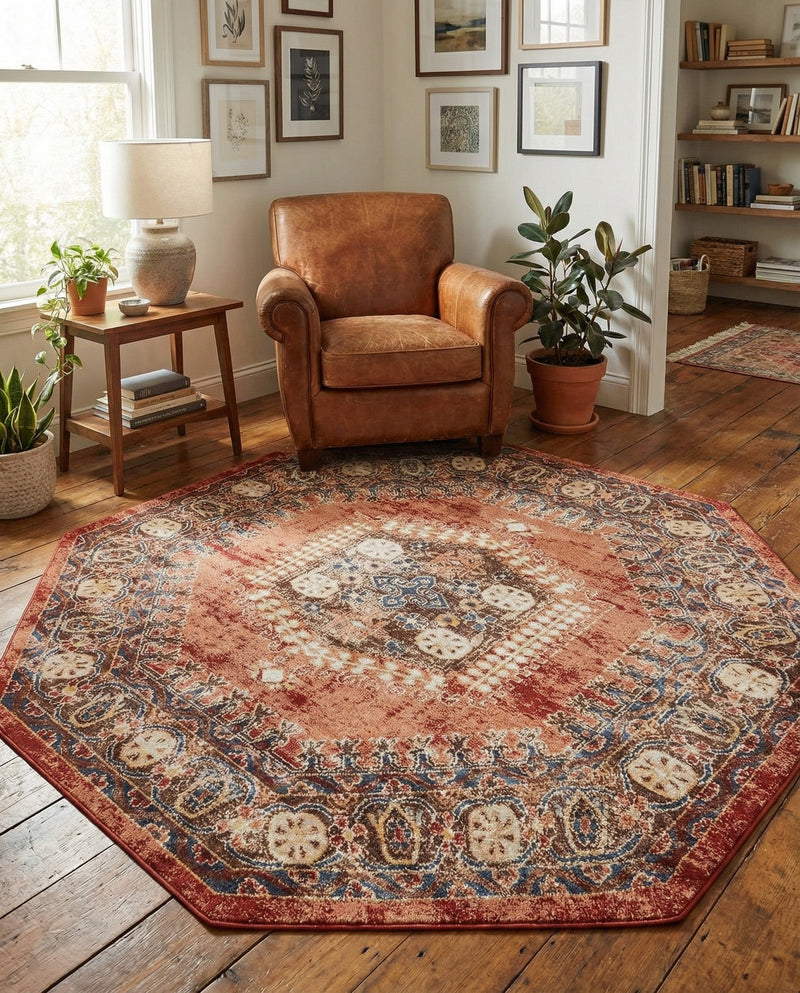 Eden Oasis Collection Area Rug -  Refuge (Terracotta) Octagon Terracotta  lifestyle 60
