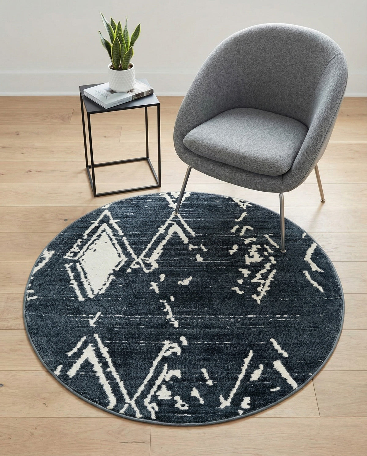 Metro Heights Collection Area Rug -  Madison Round Navy Blue  lifestyle 128