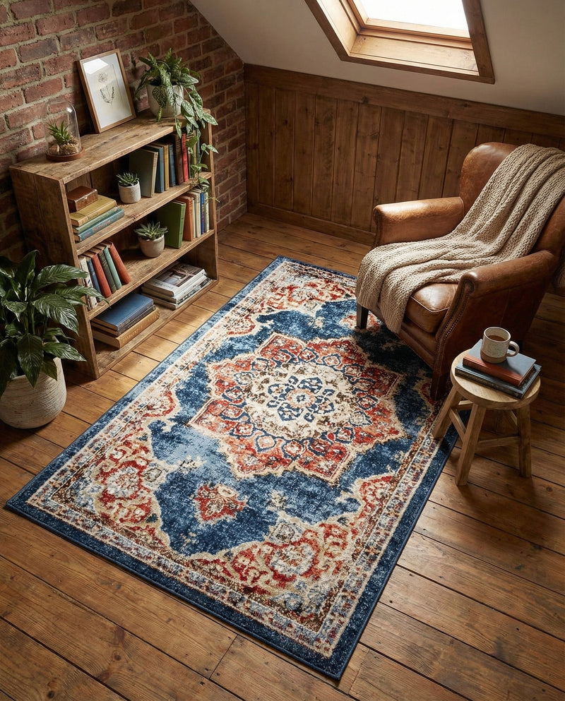 Eden Oasis Collection Area Rug -  Tranquility (Dark Blue) Rectangle Dark Blue  lifestyle 24